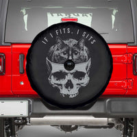 If I Fits I Sits Funny Cat in Skull Spare Tire Cover Dark Aesthetic Goth Cat Lover Gift for Macabre and Meme Fans