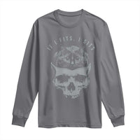 If I Fits I Sits Funny Cat in Skull Long Sleeve Shirt Dark Aesthetic Goth Cat Lover Gift for Macabre and Meme Fans