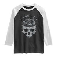 If I Fits I Sits Funny Cat in Skull Raglan Shirt Dark Aesthetic Goth Cat Lover Gift for Macabre and Meme Fans