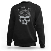 If I Fits I Sits Funny Cat in Skull Sweatshirt Dark Aesthetic Goth Cat Lover Gift for Macabre and Meme Fans