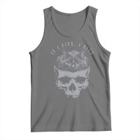 If I Fits I Sits Funny Cat in Skull Tank Top Dark Aesthetic Goth Cat Lover Gift for Macabre and Meme Fans