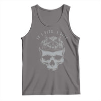 If I Fits I Sits Funny Cat in Skull Tank Top Dark Aesthetic Goth Cat Lover Gift for Macabre and Meme Fans