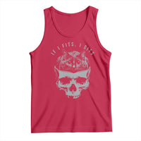 If I Fits I Sits Funny Cat in Skull Tank Top Dark Aesthetic Goth Cat Lover Gift for Macabre and Meme Fans