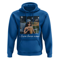 I Live Here Now Funny Doll Face Meme Baseball Lover Hoodie Game Day Reaction Sports Fan Gift
