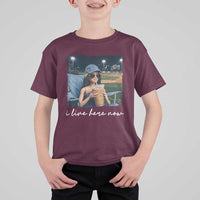 I Live Here Now Funny Doll Face Meme Baseball Lover T Shirt For Kid Game Day Reaction Sports Fan Gift