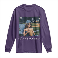 I Live Here Now Funny Doll Face Meme Baseball Lover Long Sleeve Shirt Game Day Reaction Sports Fan Gift