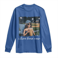I Live Here Now Funny Doll Face Meme Baseball Lover Long Sleeve Shirt Game Day Reaction Sports Fan Gift