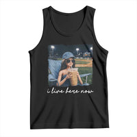 I Live Here Now Funny Doll Face Meme Baseball Lover Tank Top Game Day Reaction Sports Fan Gift
