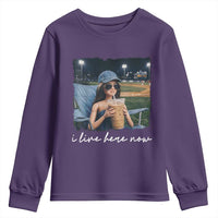 I Live Here Now Funny Doll Face Meme Baseball Lover Youth Sweatshirt Game Day Reaction Sports Fan Gift