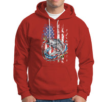 Funny Fishing Hoodie Fishing American Flag Vintage USA Bass Fisherman Gift - Wonder Print Shop