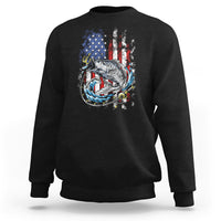 Funny Fishing Sweatshirt Fishing American Flag Vintage USA Bass Fisherman Gift - Wonder Print Shop