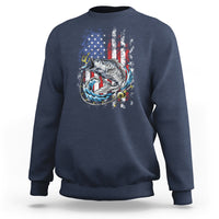 Funny Fishing Sweatshirt Fishing American Flag Vintage USA Bass Fisherman Gift - Wonder Print Shop