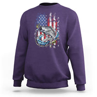 Funny Fishing Sweatshirt Fishing American Flag Vintage USA Bass Fisherman Gift - Wonder Print Shop