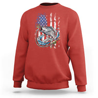 Funny Fishing Sweatshirt Fishing American Flag Vintage USA Bass Fisherman Gift - Wonder Print Shop