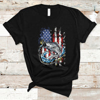 Funny Fishing T Shirt Fishing American Flag Vintage USA Bass Fisherman Gift - Wonder Print Shop