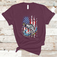 Funny Fishing T Shirt Fishing American Flag Vintage USA Bass Fisherman Gift - Wonder Print Shop