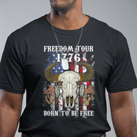 Patriotic American Western Design 4th of July Freedom Tour 1776 Born To Be Free Buffalo Skull T-Shirt, Independence Day, US Patiotic Shirts T Shirt - Wonder Print Shop