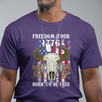 Patriotic American Western Design 4th of July Freedom Tour 1776 Born To Be Free Buffalo Skull T-Shirt, Independence Day, US Patiotic Shirts T Shirt - Wonder Print Shop