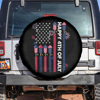 Happy 4th of July American Flag Fireworks Spare Tire Cover