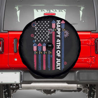 Happy 4th of July American Flag Fireworks Spare Tire Cover