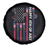 Happy 4th of July American Flag Fireworks Spare Tire Cover