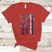 4th of July T Shirt Happy 4th Of July American Flag Firework Men Women Kid Funny - Wonder Print Shop