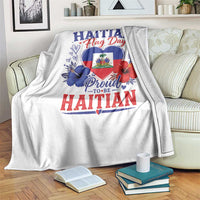 May 18th Haitian Flag Day Floral Hibiscus Throw Blanket Proud To Be Haitian Heritage Pride