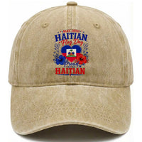 May 18th Haitian Flag Day Floral Hibiscus Washed Cotton Baseball Cap Proud To Be Haitian Heritage Pride