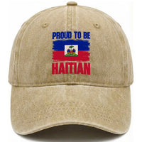 Proud To Be Haitian Washed Cotton Baseball Cap Haiti Flag Heritage Pride