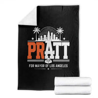 Pratt for Mayor of Los Angeles Retro Skyline Graphic Throw Blanket Support Local Leadership LA City California Pride