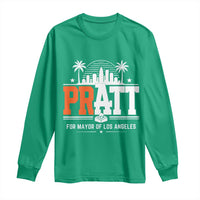 Pratt for Mayor of Los Angeles Retro Skyline Graphic Long Sleeve Shirt Support Local Leadership LA City California Pride