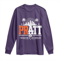 Pratt for Mayor of Los Angeles Retro Skyline Graphic Long Sleeve Shirt Support Local Leadership LA City California Pride