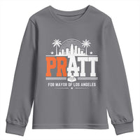 Pratt for Mayor of Los Angeles Retro Skyline Graphic Youth Sweatshirt Support Local Leadership LA City California Pride