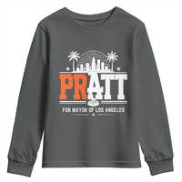 Pratt for Mayor of Los Angeles Retro Skyline Graphic Youth Sweatshirt Support Local Leadership LA City California Pride