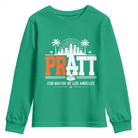 Pratt for Mayor of Los Angeles Retro Skyline Graphic Youth Sweatshirt Support Local Leadership LA City California Pride