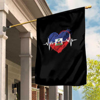 Haitian Flag Heartbeat EKG Pulse Graphic Garden Flag My Heart Beats For Haiti Identity Heritage Pride