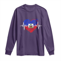 Haitian Flag Heartbeat EKG Pulse Graphic Long Sleeve Shirt My Heart Beats For Haiti Identity Heritage Pride