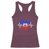 Haitian Flag Heartbeat EKG Pulse Graphic Racerback Tank Top My Heart Beats For Haiti Identity Heritage Pride