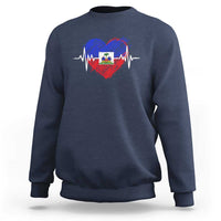 Haitian Flag Heartbeat EKG Pulse Graphic Sweatshirt My Heart Beats For Haiti Identity Heritage Pride