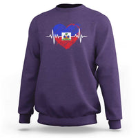Haitian Flag Heartbeat EKG Pulse Graphic Sweatshirt My Heart Beats For Haiti Identity Heritage Pride