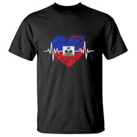 Haitian Flag Heartbeat EKG Pulse Graphic T Shirt My Heart Beats For Haiti Identity Heritage Pride
