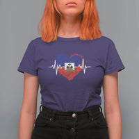 Haitian Flag Heartbeat EKG Pulse Graphic T Shirt For Women My Heart Beats For Haiti Identity Heritage Pride