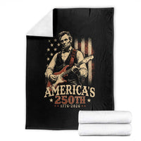 USA 250th 1776 to 2026 Rock Star Abraham Lincoln Throw Blanket Vintage Electric Guitar Player Patriotic Us Flag Semiquincentennial