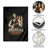 USA 250th 1776 to 2026 Rock Star Abraham Lincoln Garden Flag Vintage Electric Guitar Player Patriotic Us Flag Semiquincentennial