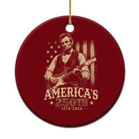 USA 250th 1776 to 2026 Rock Star Abraham Lincoln Ceramic Ornament Vintage Electric Guitar Player Patriotic Us Flag Semiquincentennial