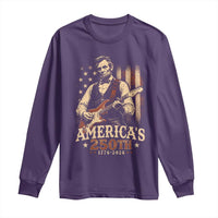 USA 250th 1776 to 2026 Rock Star Abraham Lincoln Long Sleeve Shirt Vintage Electric Guitar Player Patriotic Us Flag Semiquincentennial