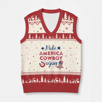 Retro Western Cowboys V-Neck Knit Sweater Vest Make America A Cowboy Again Country Lifestyle Rodeo - Wonder Print Shop