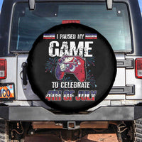 Funny 4th of July Gamer Spare Tire Cover I Paused My Game To Celebrate Video Game Lover