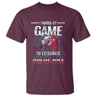 Funny 4th of July Gamer T Shirt I Paused My Game To Celebrate Video Game Lover - Wonder Print Shop
