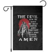 American Patriot Garden Flag The Devil Saw Me With My Head Down Until I Said Amen US Soldier